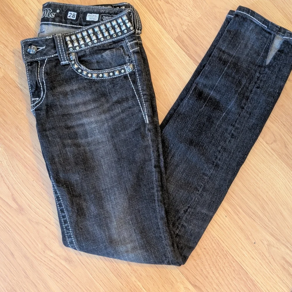 Miss Me Women's Dark Studded Skinny Jeans - Picture 2 of 4